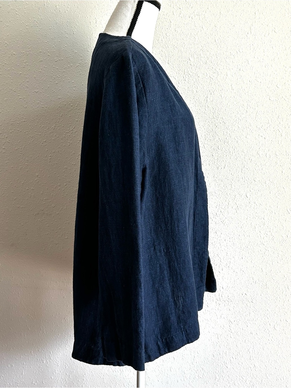 Pure J.Jill Linen Open Front Cardigan 100% Linen Blue Women's Size L Pockets - Picture 3 of 8